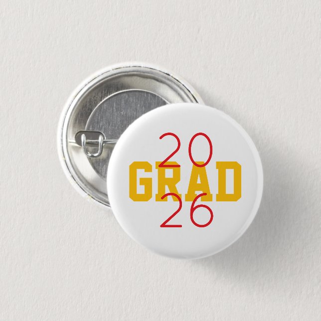 2026 GRAD Custom School Colours Fun 3 Cm Round Badge (Front & Back)