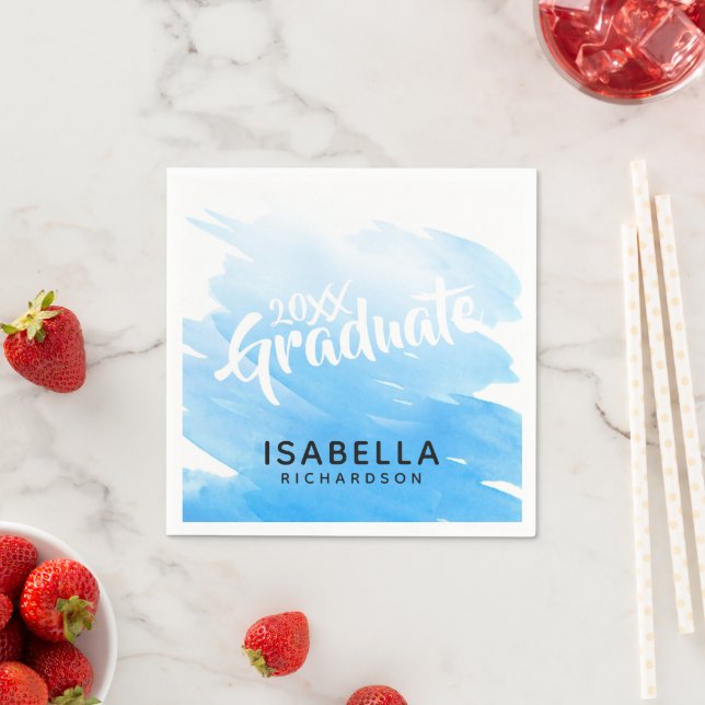 2026 Graduate Blue Ombre Watercolor Napkin (Insitu)