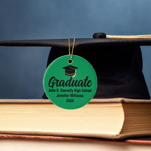 2026 Graduate Photo Custom Green Black Graduation Ceramic Ornament