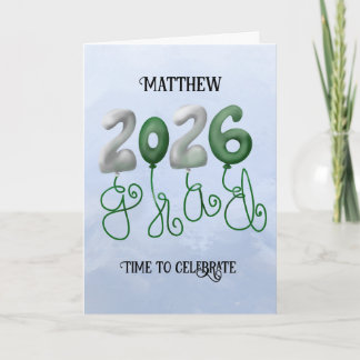 2026 Graduation Card in Green and white