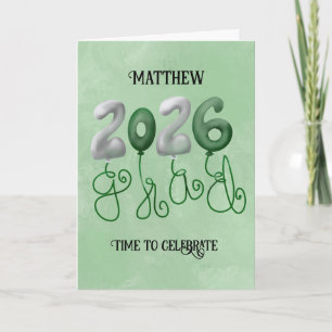 2026 Graduation Card in Green and white