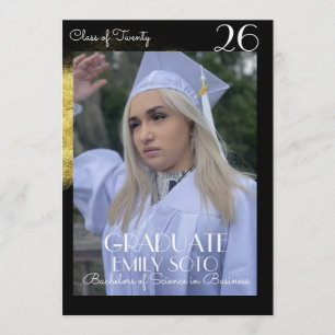 2026 Graduation Collage Script Gold Photo Invitation