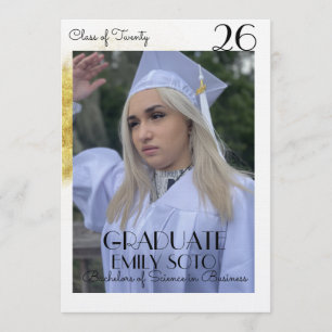 2026 Graduation Collage Script Gold Photo Invitation