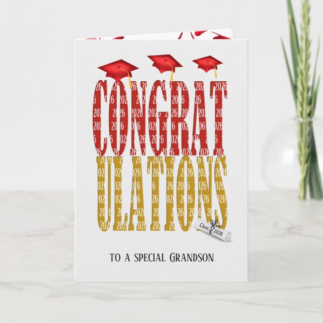 2026 Graduation Congratulations for Grandson Card (Front)