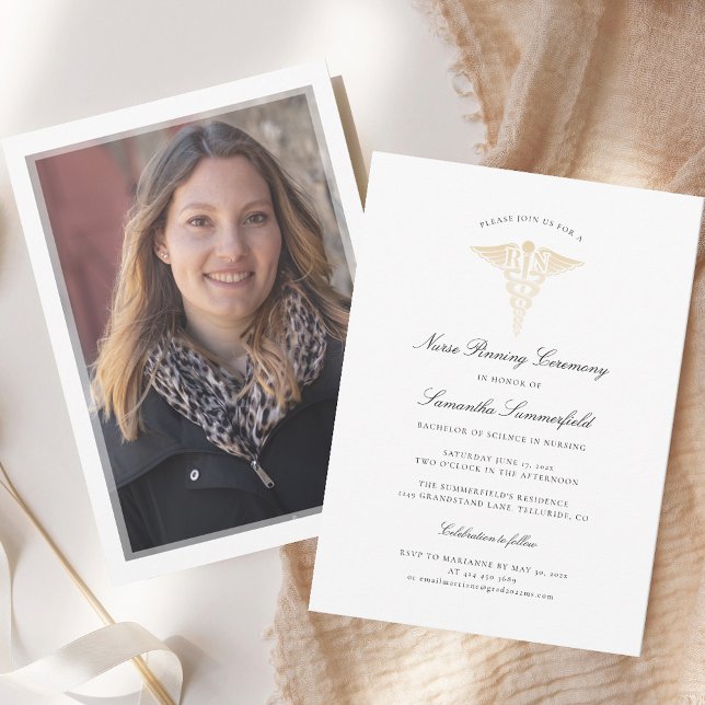 2026 Graduation Photo Nurse Pinning Ceremony Invitation (Nurse Pinning Ceremony Photo Graduation 2025 Invitation)