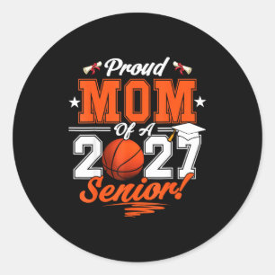 2026 graduation proud mum of a basketball senior classic round sticker