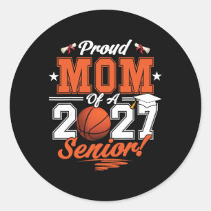 2026 Graduation Proud Mum Of A Basketball Senior _ Classic Round Sticker