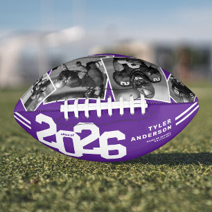 2026 Graduation Senior 4 Photo Purple Football