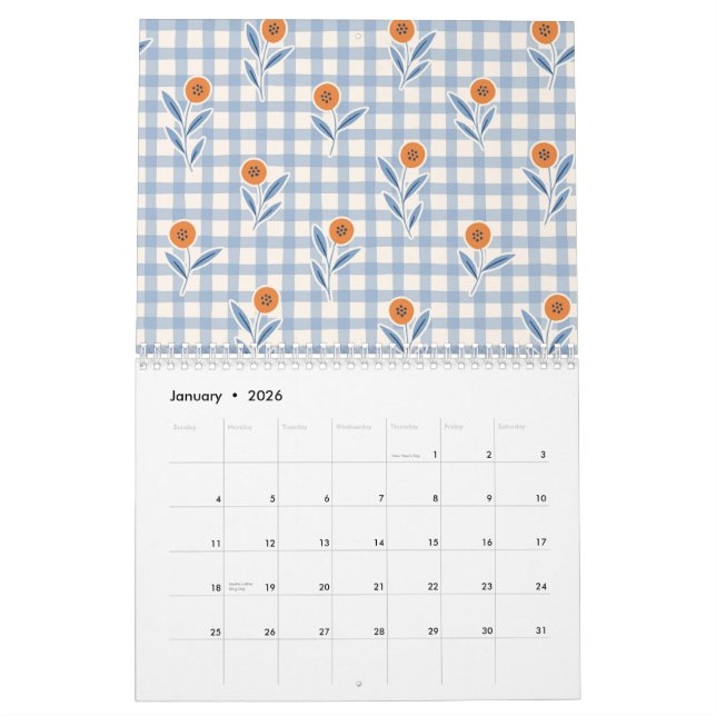 2026 Grandmillenial Pastel Floral Art Calendar (Jan 2026)