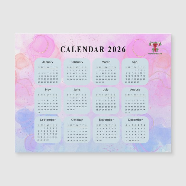 2026 Gynecology Calendar Magnet with Custom Logo (Front)