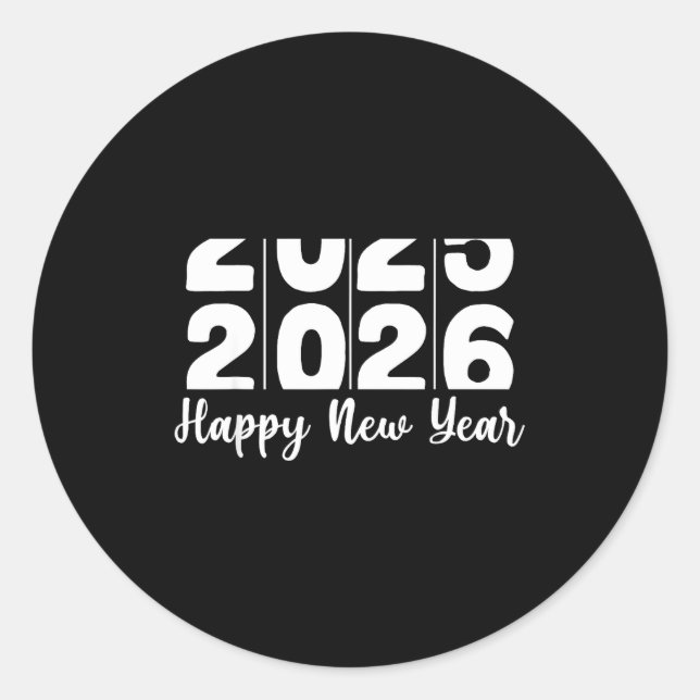 2026 Happy New Year Bold Numbers Celebration Party Classic Round Sticker (Front)