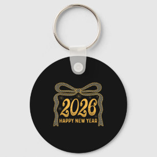 2026 Happy New Year Bow Fireworks Celebration Desi Key Ring