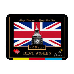 2026 Happy New Year, British Flag, Big Ben UK Magnet