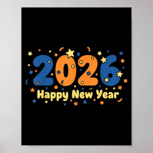 2026 Happy New Year Fireworks Celebration Poster