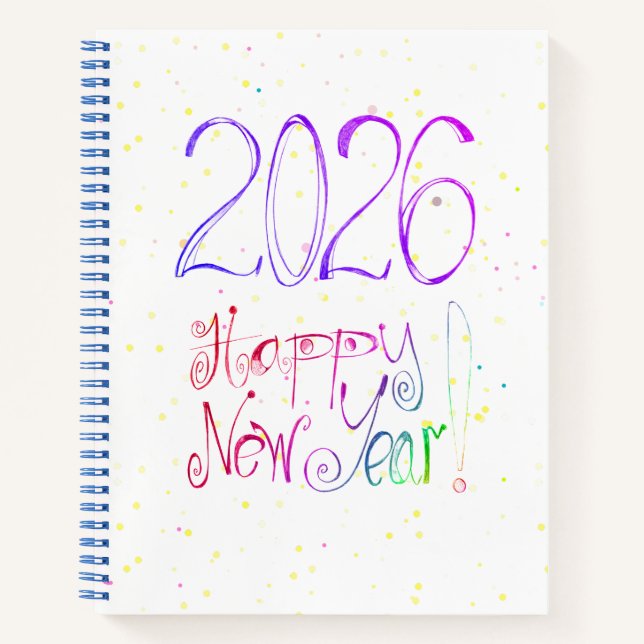 2026 happy new year handlettering Spiral Notebook (Front)