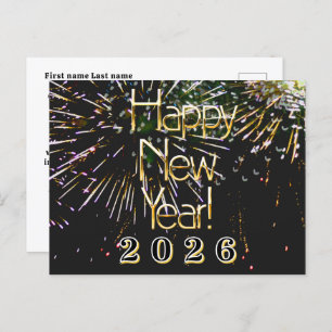 2026,Happy new year holiday Firework Merry Christm Postcard