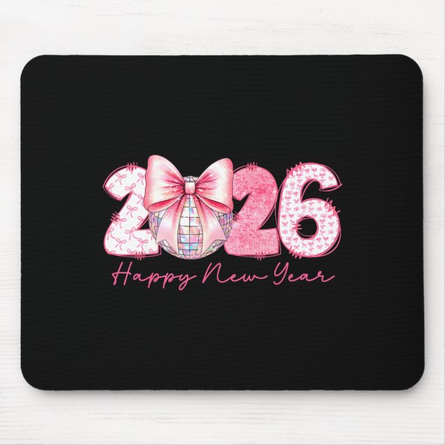 2026 Happy New Year Nk Coquette Preppy Disco Girly Mouse Pad (Front)