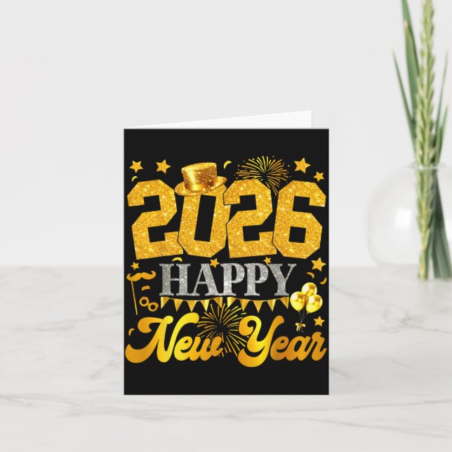 2026 Happy New Year Party Fireworks New Years Eve  Card (Front)