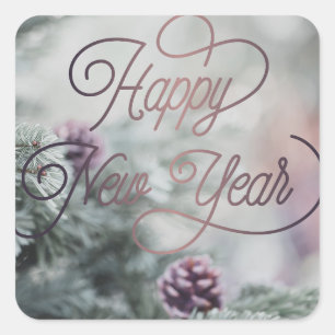2026 Happy New Year Pink Custom  Business Square Sticker