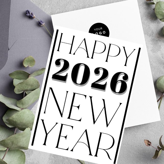 2026 Happy New Year typography business logo name Holiday Card (Creator Uploaded)