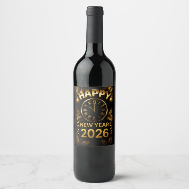  "2026 Happy New Year"  Wine Label (Front)