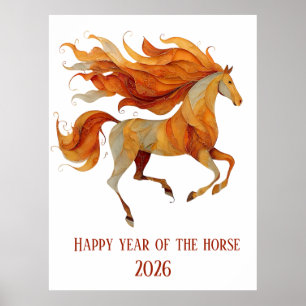 2026 Happy Year of the Horse Design Poster
