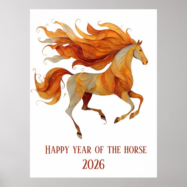 2026 Happy Year of the Horse Design Poster (Front)