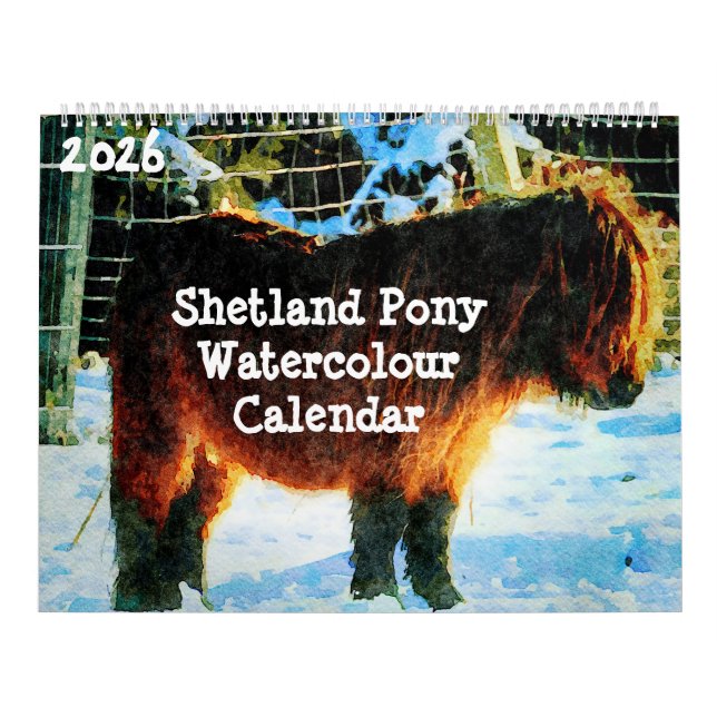 2026 Hardy Shetland Ponies Watercolor Painting Art Calendar (Cover)