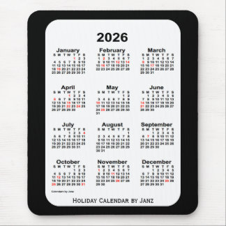 2026 Holiday Two Tone Black Calendar by Janz Mouse Pad