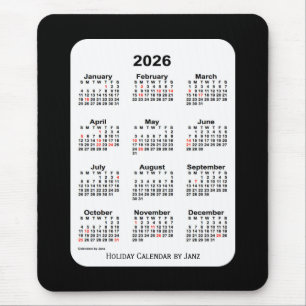 2026 Holiday Two Tone Black Calendar by Janz Mouse Pad