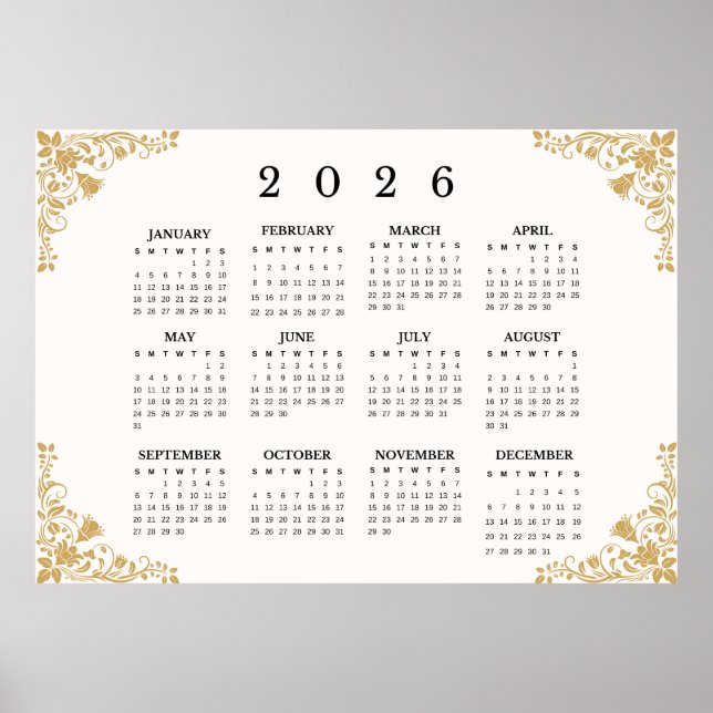 2026 Horizontal Wall Calendar Poster (Front)