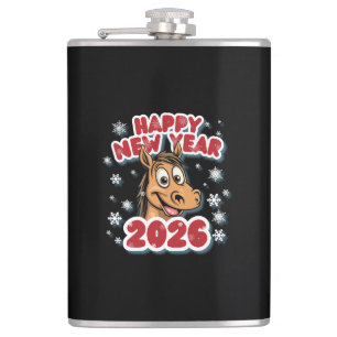 2026 Horse Zodiac Sign New Year Celebration. Hip Flask