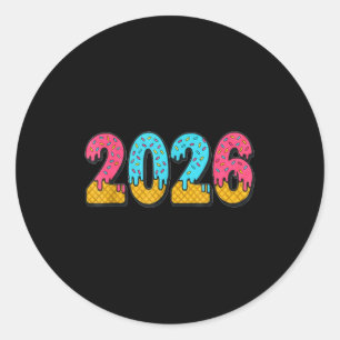 2026 Ice Cream Drip Meme New Year Gen Alpha Slang  Classic Round Sticker