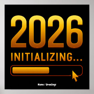 2026 Initialising Futuristic Gold Red Progress Poster