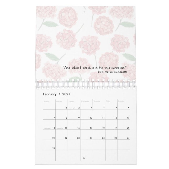 2026 Islamic Calendar with Quran Quotes (small) (Feb 2027)