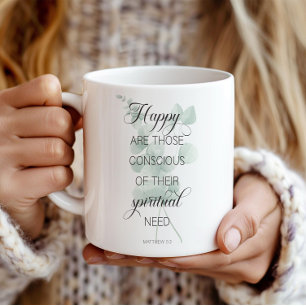 2026 JW Year Text Matthew 5:3 Green Eucalyptus Coffee Mug
