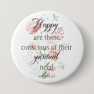 2026 JW Year Text Matthew 5:3 with Spring Flowers  7.5 Cm Round Badge