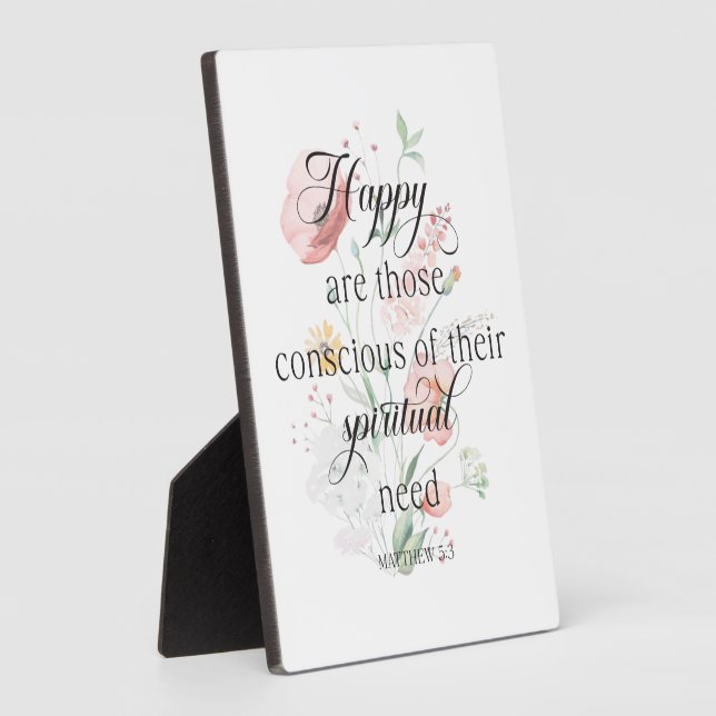 2026 JW Year Text Matthew 5:3 with Spring Flowers Plaque (Side)