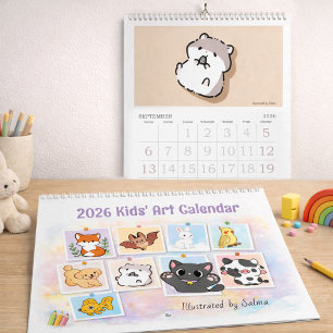 2026 Kids Drawings Calendar, Salma's Cute Animals  Calendar