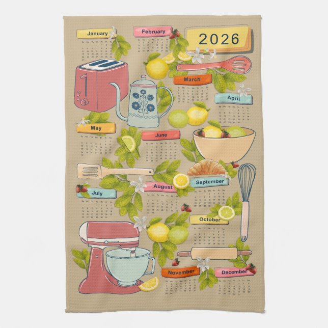 2026 Kitchen Calendar Tea Towel (Vertical)