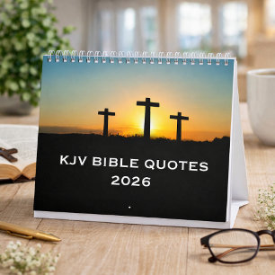 2026 KJV Bible Scripture Three Crosses Inspiration Calendar