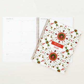 2026 Ladybug Red, White, Green Spiral Planner