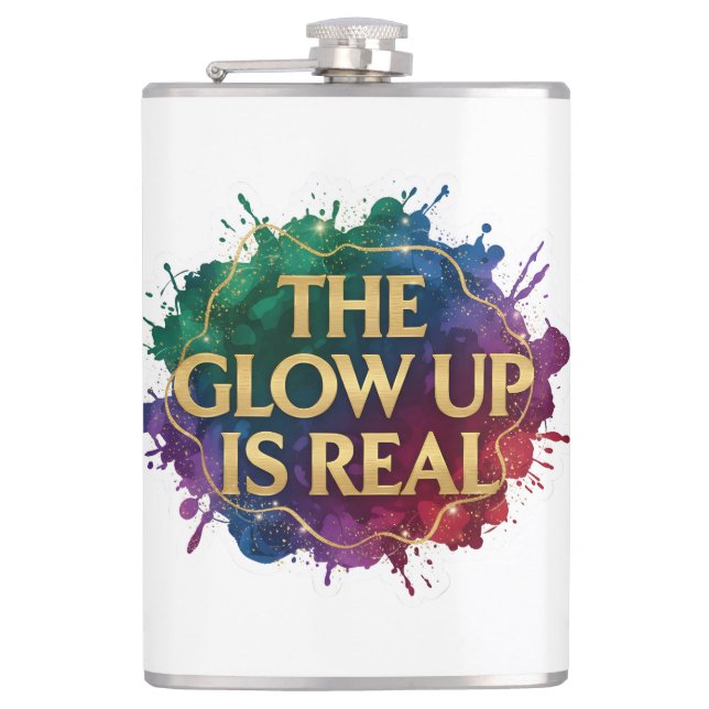 2026 Loading... Progress Bar Sticker Hip Flask (Front)