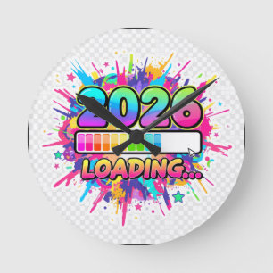 2026 Loading... Progress Bar Sticker Round Clock