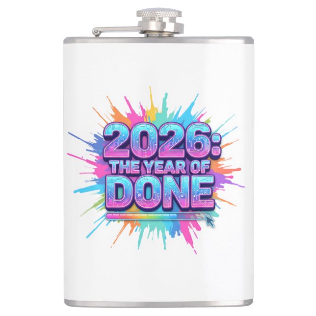 2026 Loading... Progress Bar Sticker | Vibrant New Hip Flask (Front)