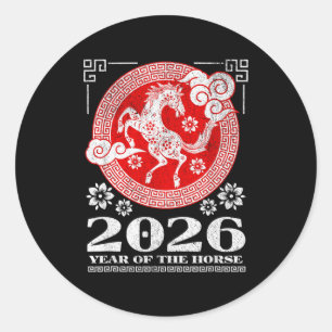 2026 Lunar Chinese New Year Fire Horse  Classic Round Sticker