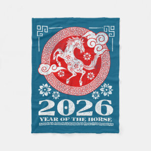 2026 Lunar Chinese New Year Fire Horse  Fleece Blanket