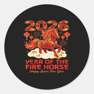 2026 Lunar Chinese New Year Of The Fire Horse Zodi Classic Round Sticker