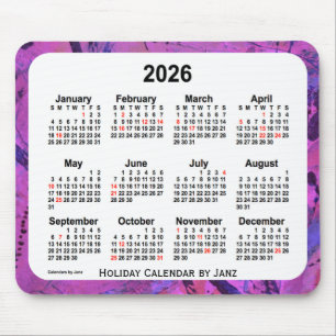 2026 Magenta Holiday Art Calendar by Janz Mouse Pad