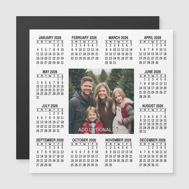 2026 Magnetic Calendar Square with Photo (Front/Back)